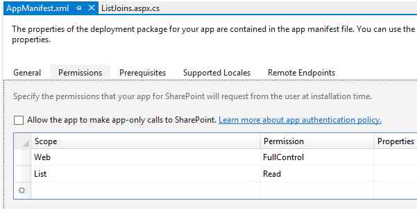 SharePoint App settings